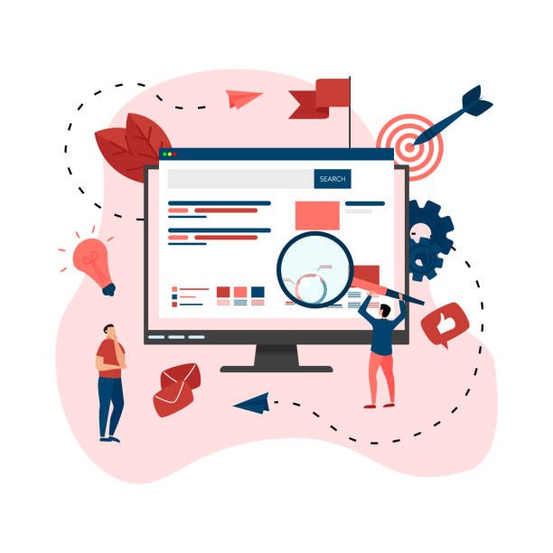 Seo analysis with search and magnifier. Business concept