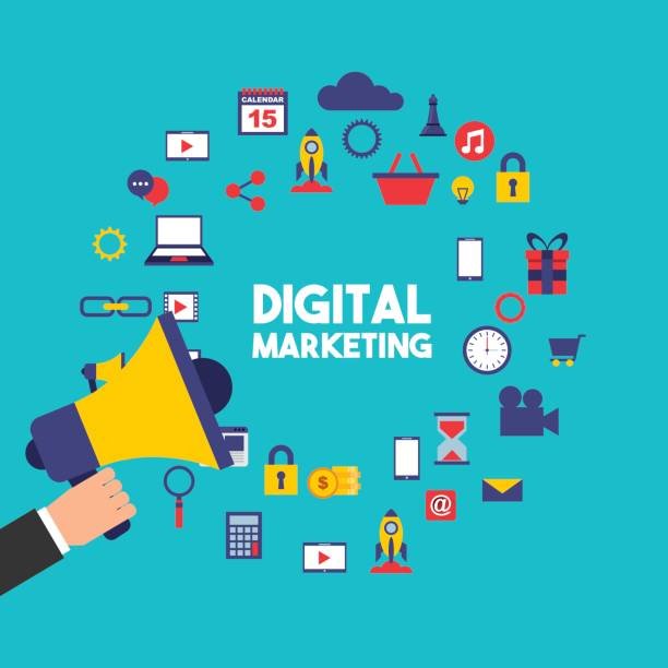 digital marketing set line icons vector illustration design